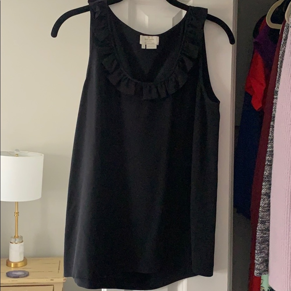 Kate Spade black silk tank with ruffle - size 8